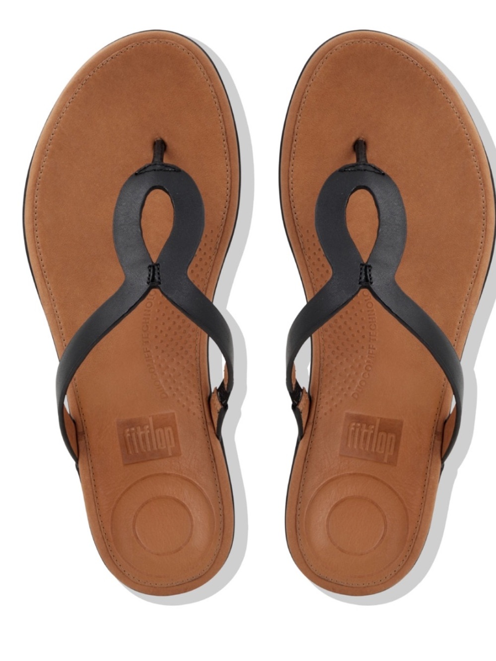 FitFlop Strata Leather Toe Thong Sandals – Black – Women’s US 10 / EU 42